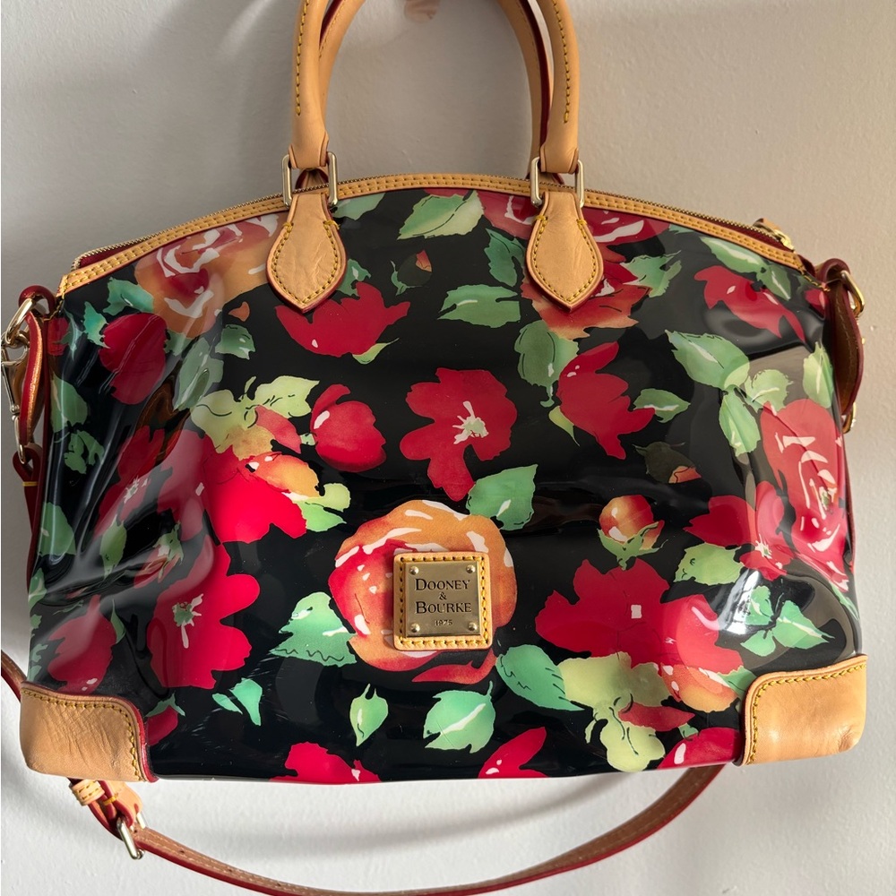 Dooney & Bourke Black and Red Floral Satchel